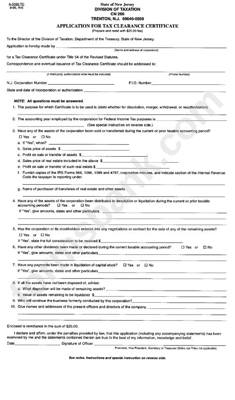 Fill out, securely sign, print or email your inheritance tax: Fillable Form A-5088-Nc - Application For Tax Clearence ...