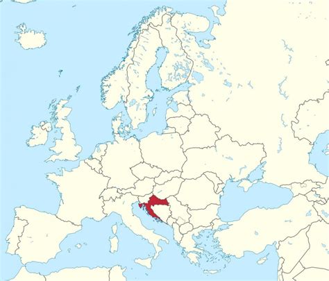 La croatie carte europe - Croatie dans la carte de l'europe (Sud de l'Europe - Europe)