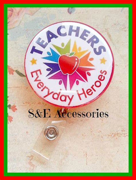 Adorable Teachers Button Badge Reel Teacher Badge Reel Etsy Button