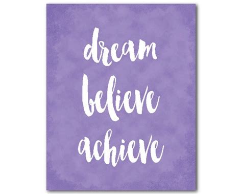 Items Similar To Dream Believe Achieve Typography Wall Art Print