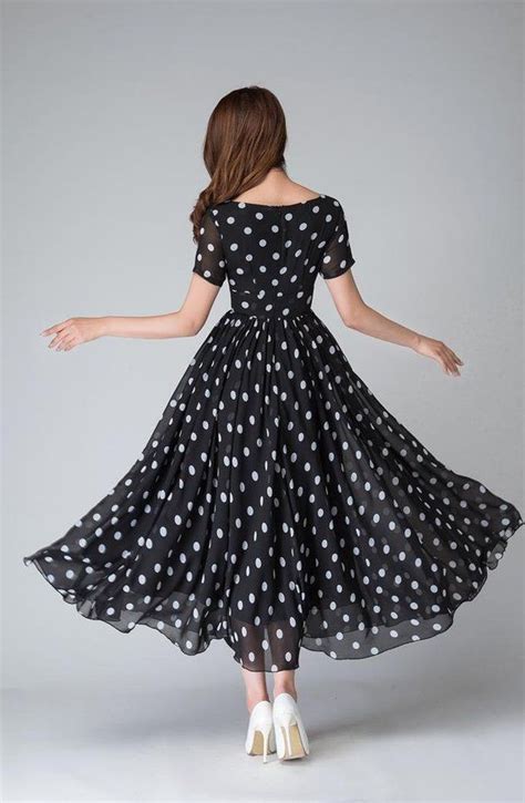 polka dot dress black and white dress empire waist dress etsy fashion dresses polka dot