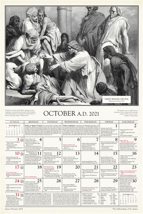 Anno Domini The 2021 St James Calendar