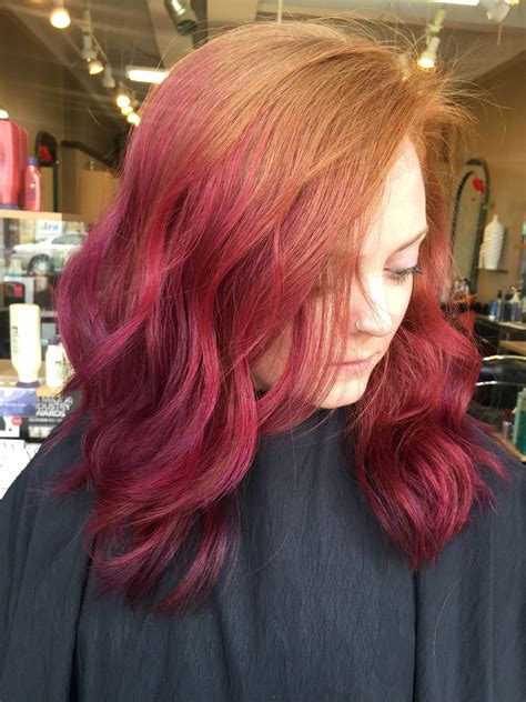 Natural Redhead With Purple And Pink Fade Red Hair Fade Natural Red