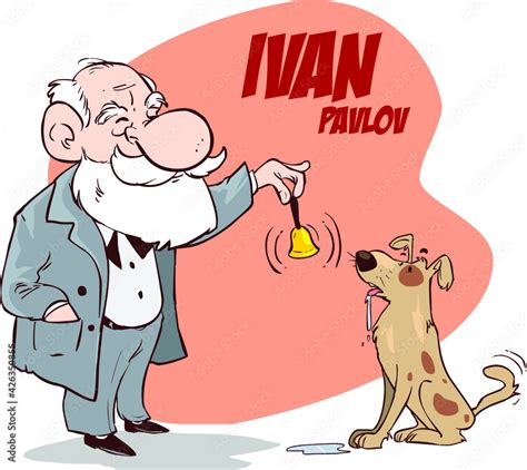 Pavlov Dog Conditioning Cartoon Vector Illustration Stock Vector