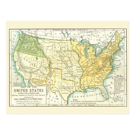 The United States Vintage Map 1791 1891 Postcard Zazzle