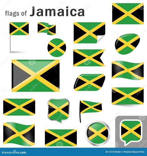 Flags With Country Colors Of Jamaica Stock Vector Illustration Of