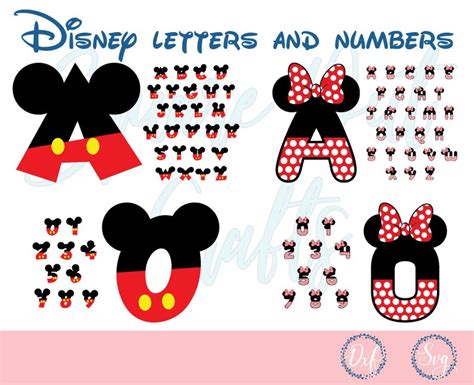 Mickey Letters Svg Minnie Letters Svg Mickey Numbers Svg Etsy Uk