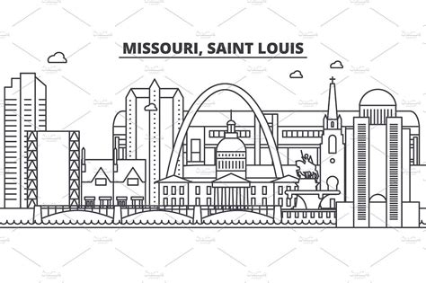 Missouri Saint Louis Architecture Line Skyline Illustration Linear