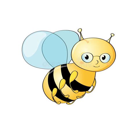 Cute Bee Character Vector Illustration On White Background Yellow Bee