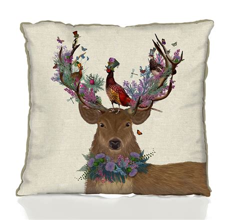 You can take deer decor into one of two directions. scottish woodland deer decorative cushion by fabfunky home ...