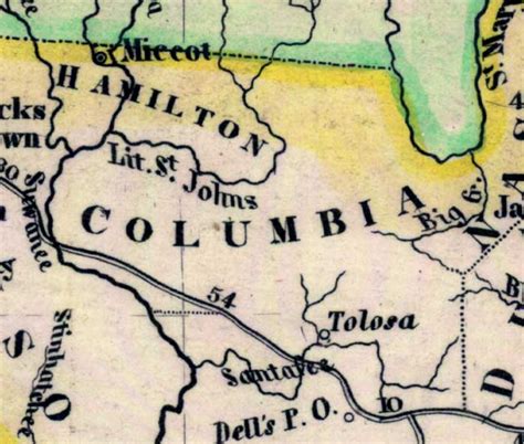 Map Of Columbia County Florida 1845