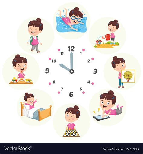 Kids Daily Routine Activities Royalty Free Vector Image Daily Routine