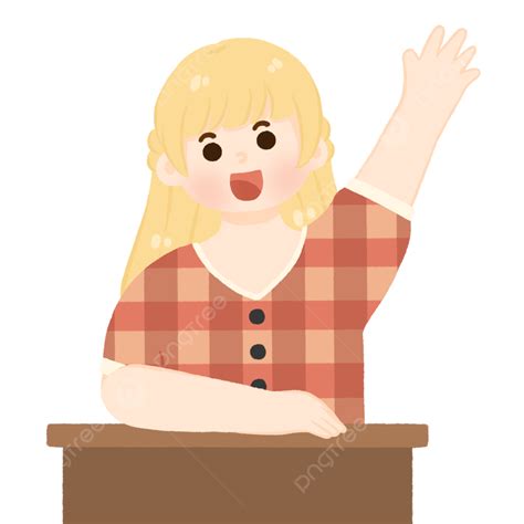 귀여운 금발 여학생 캐릭터는 질문 제스처를 손으로 그린 귀엽다 의문 png 일러스트 및 psd 이미지 무료 다운로드