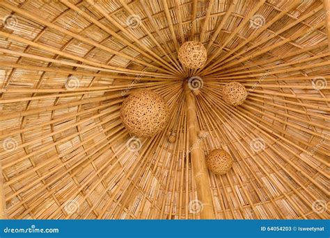Bamboo Shingle Roof With Woven Bamboo Hanging Folk Art Stock Image