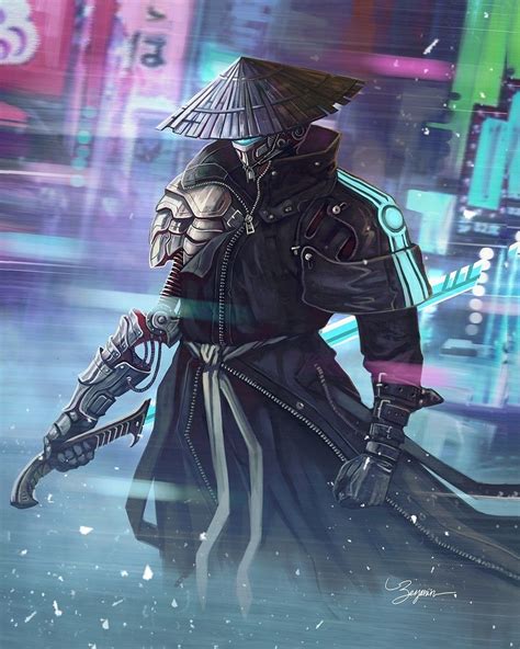 Japanese Swordsman Cyberpunk Character Cyberpunk Rpg Futuristic Samurai