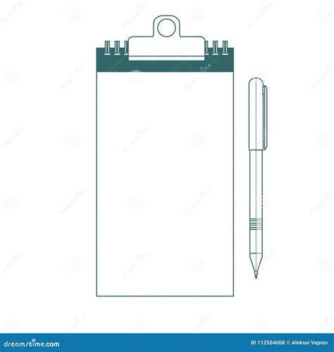 Note Pad And Pen Icons Outlined On White Background Stock Vector