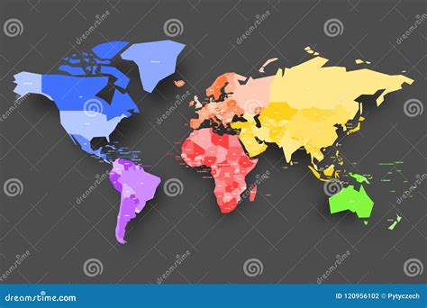 Colorful Map Of World Simplified Vector Map With Country Name Labels