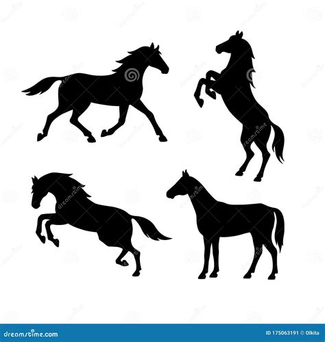 Two Isolated Galloping Horses Vector Illustration