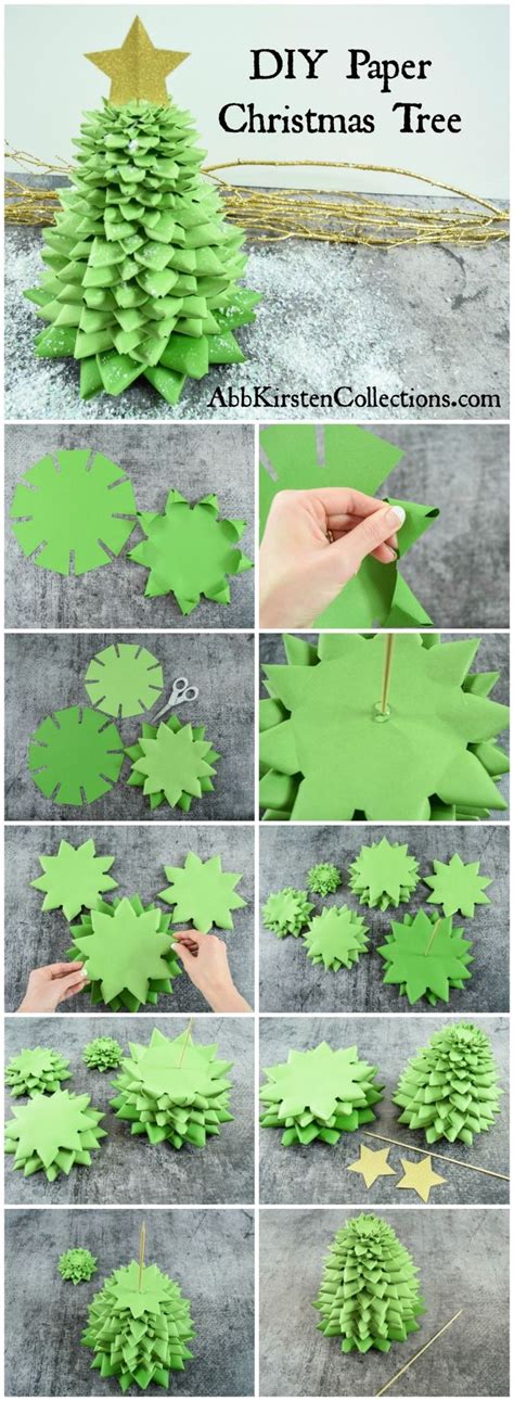 Diy Step By Step Paper Christmas Tree Holiday Craft Diy Paper Christmas