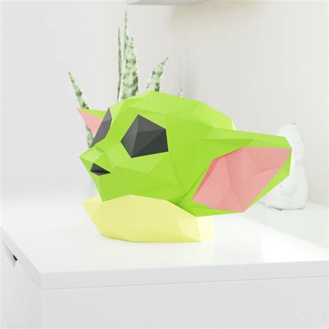 Baby Yoda Face Mask Star Wars Papercraft Origami Mask For Etsy Polska