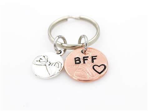 Best Friend Keychain Bff Keyring Pinky Promise Charm Etsy