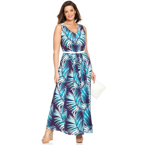 Anne Klein Plus Size Tropicalprint Maxi Dress In Blue Lagoon Multi Lyst
