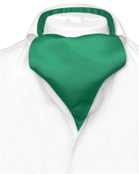Vesuvio Napoli Ascot Solid Emerald Green Color Cravat Mens Neck Tie In