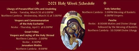 Holy Week Schedule Of Services For 2021 Protection Of The Blessed