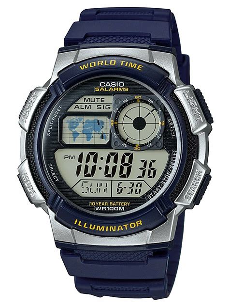 Casio AE W A Original New Digital Mens Watch Blue Chronograph AE EBay
