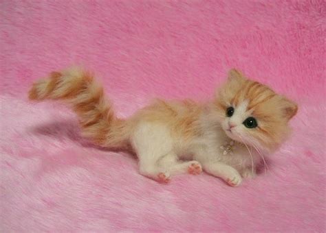 Needle Felted Cute Fluffy Kitten Miniature Wool Felt Cat