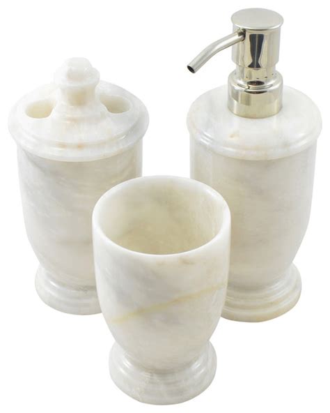 White Z Marble 3 Piece Bathroom Accessories Set Of Atlantic Collection
