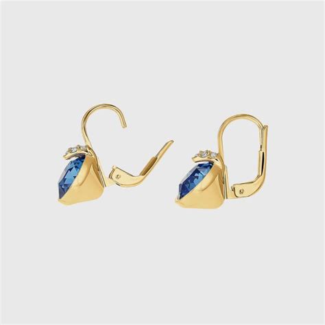 Swarovski Bella V Pierced Earrings Blue Gold Tone Plated Home Delivery