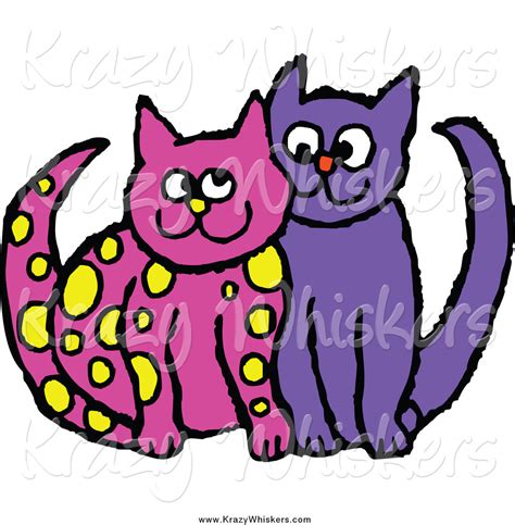 Critter Clipart Of Yellow Spotted Pink And Purple Cats Cuddling By Prawny 590