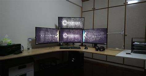 Quad Monitor Setup Ultrawide Overhead For Work And Play Battlestations