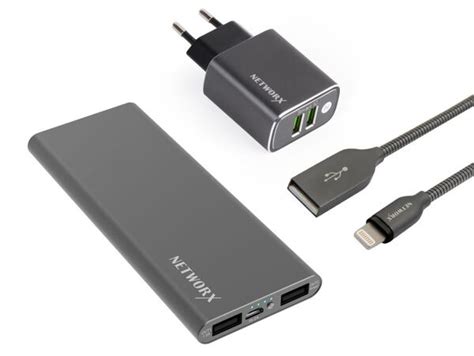 Networx Premium Starterset USB Netzteil Lightning Kabel Powerbank Spacegrau Von Gravis Ansehen