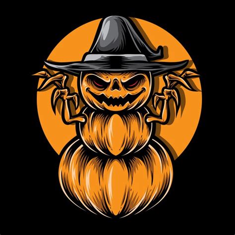 Premium Vector Scary Pumpkins Monster Vector Illustration