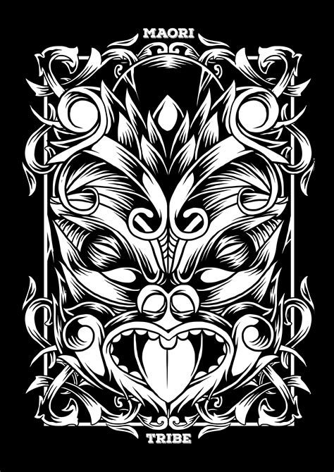 Maori Mask Tribal Tattoo Illustration 696440 Vector Art At Vecteezy