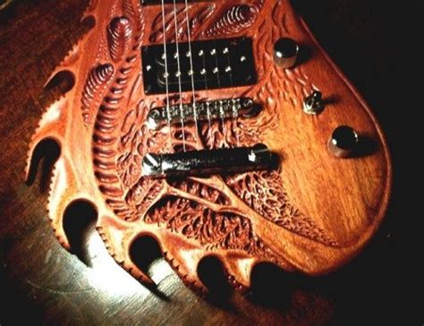 Wood Carved Guitar Guitar Guitar Art Beautiful Guitars