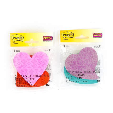 3m Super Sticky Heart Shaped Post It Notes 3 X 3 Inches Assorted