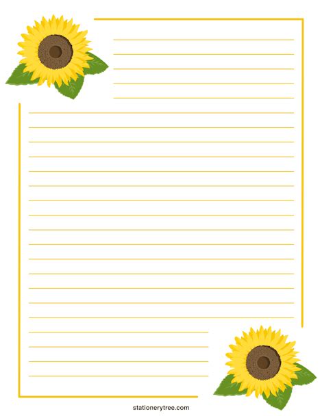 Free printable lined writing paper with borders. Sunflower Stationery and Writing Paper | Stationary ...