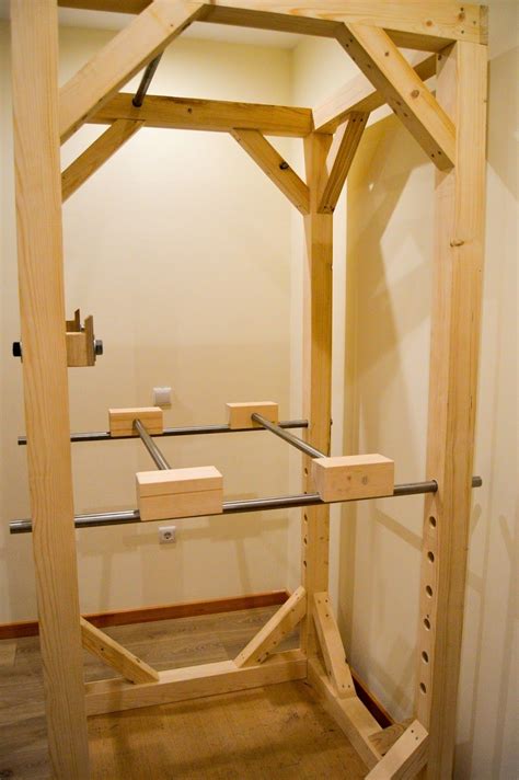 By setting up the wooden planks as a frame with the help of hammer and nails, and fixing them in the concrete mixture, which is placed in the paint buckets, you can make a cheap diy squat rack. DIY Carlos: My Homemade Power Rack | Diy home gym, Home ...