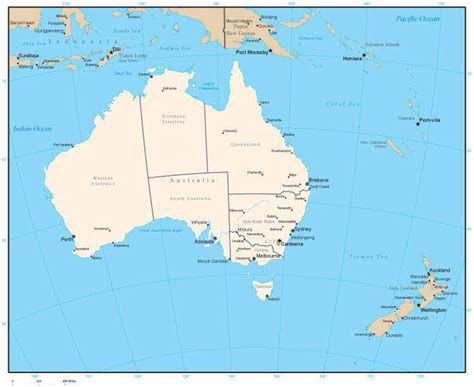 Australia Map With State Areas And Capitals In Adobe Illustrator Format