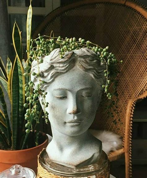 Female Head Planter Concrete Head Planter Pop Art Goddess Planter