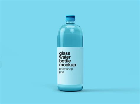 glass water bottle mockup psd  daily mockup