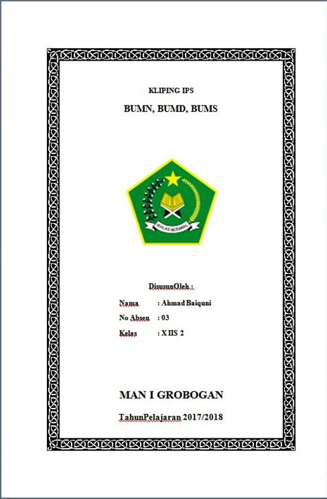 Contoh Cover Kliping Ips Kumpulan Contoh Makalah Doc Lengkap - Riset