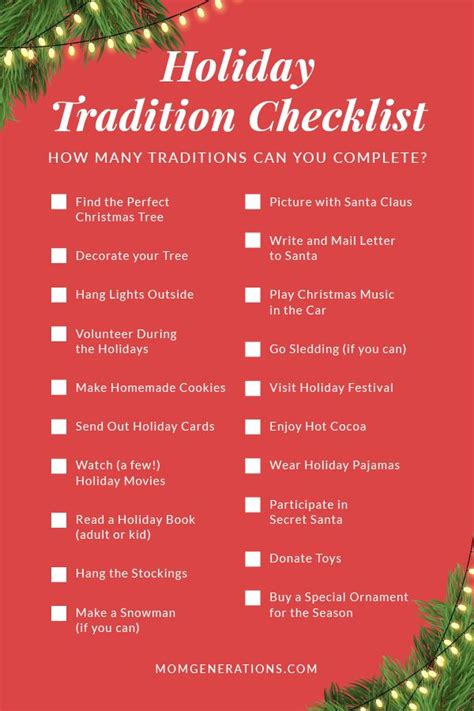 Holiday Tradition Checklist If Youre Looking For Some Traditions