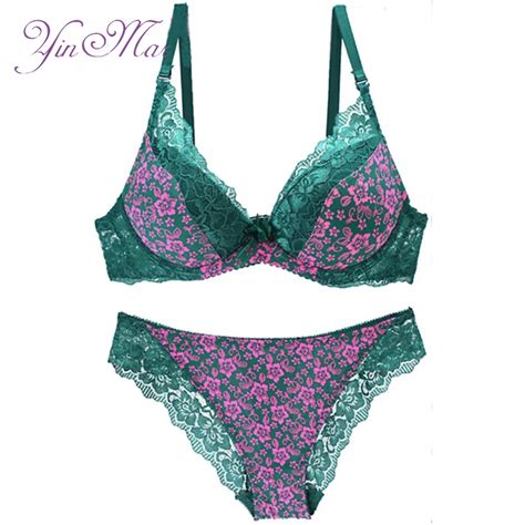 Yinmar Sexy New Lace Push Up Bra And Thong Set Embroiderde Plus Size Bcd Cup Floral Bra Sets
