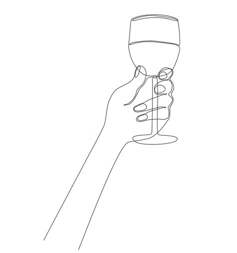 Premium Vector Continuous Line Drawing Hand Holding Glass