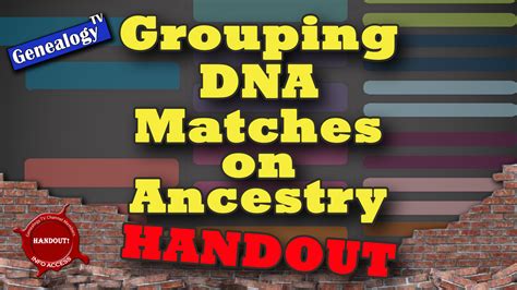 Handout For Grouping Dna Matches On Ancestry Genealogy Tv