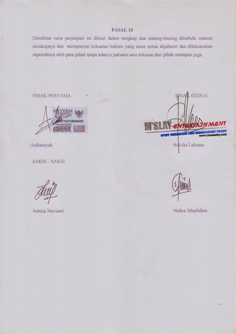 Surat perjanjian antar perusahaan yang ditampilkan diatas adalah mou antara perusahaan dengan bank. CONTOH SURAT PERJANJIAN KERJASAMA
